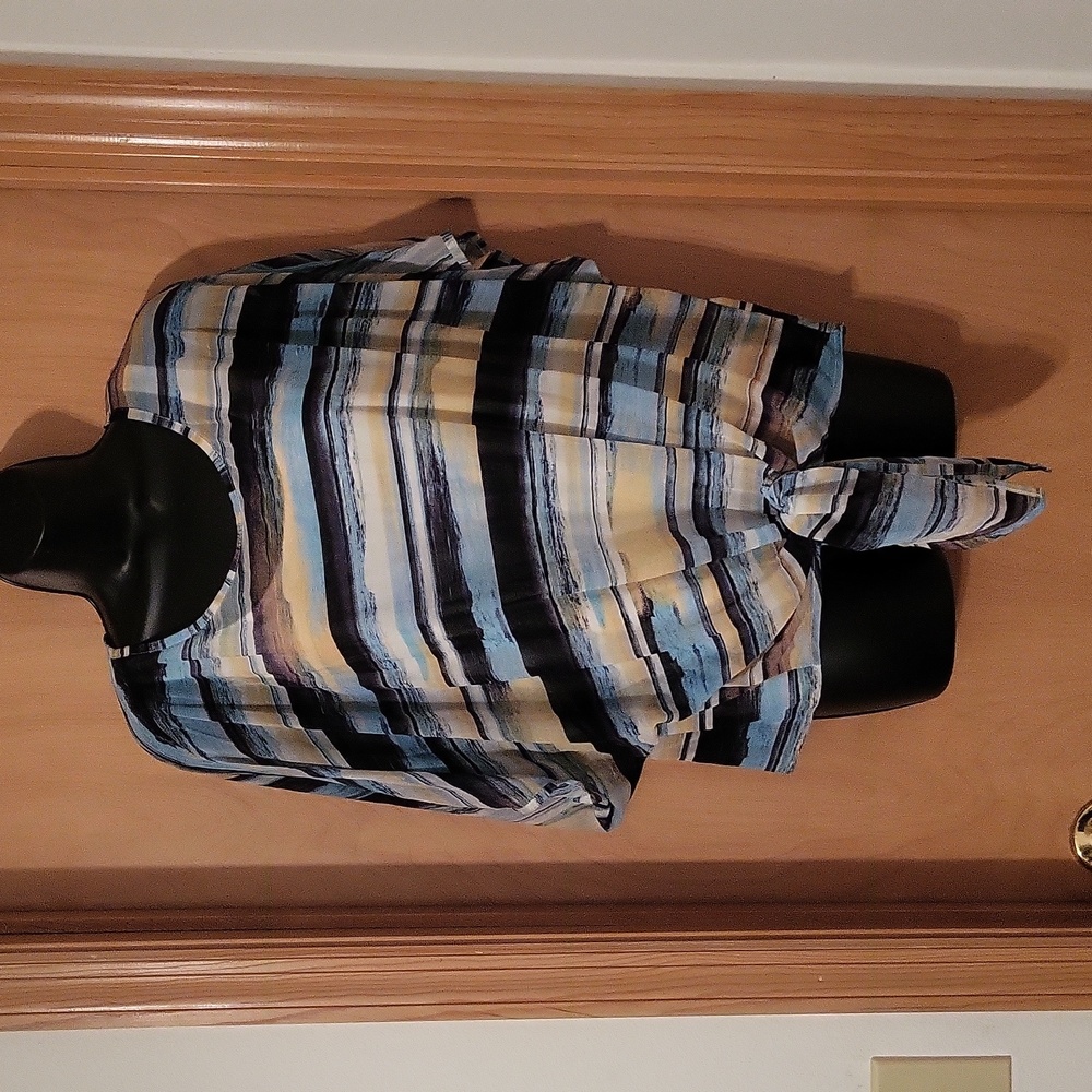 Women's M Multi Colored Alfani Sheer Polyester Chiffon Blouse